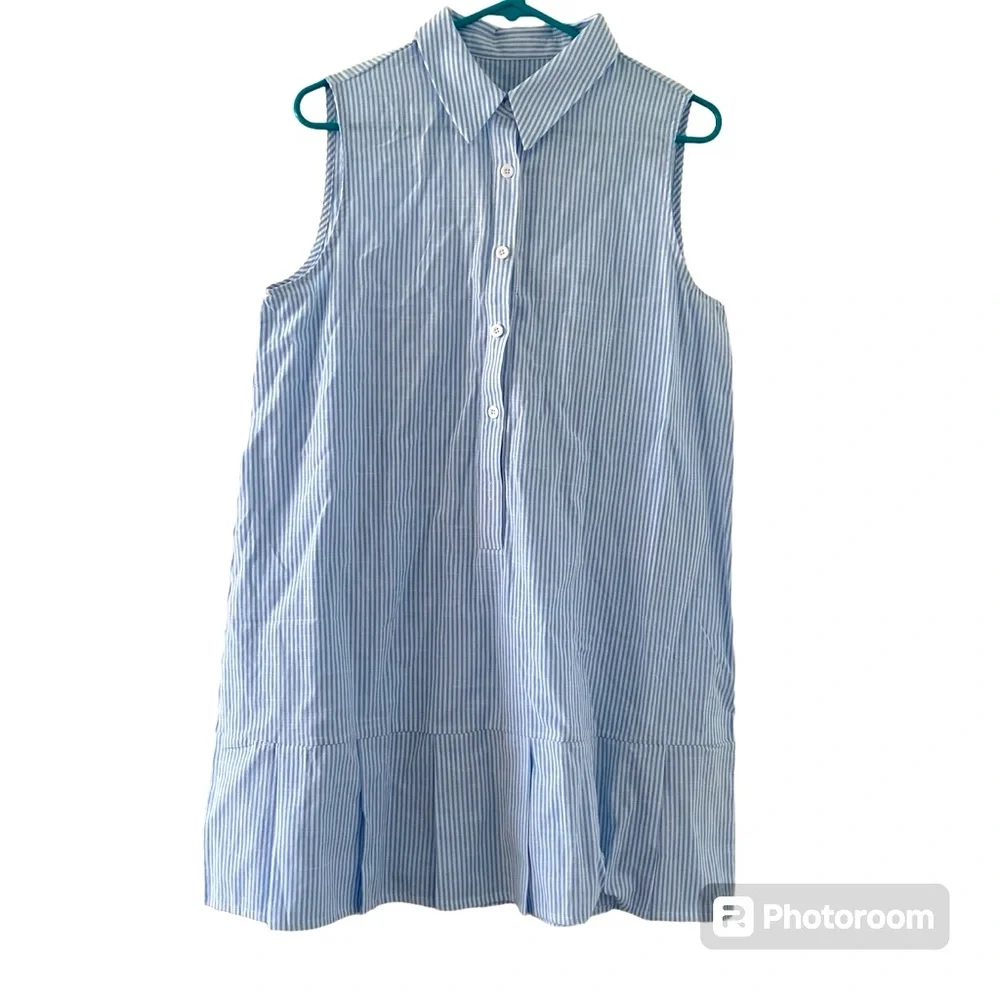 Cupshe short dress stripe blue and white Size Medium - Picture 1 of 6